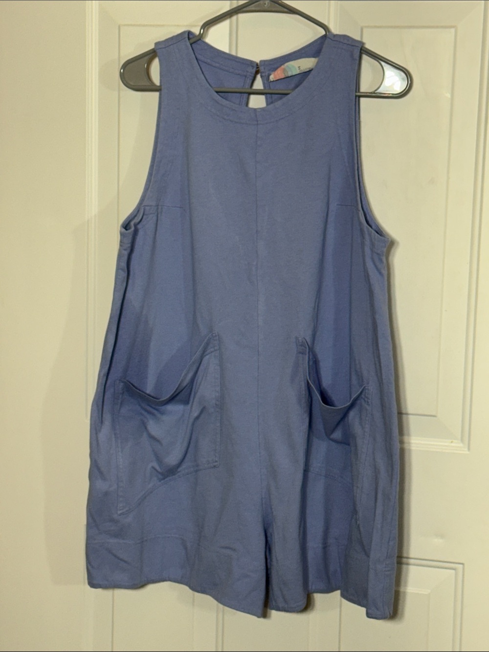 Free People Lavender Blue Sleeveless Romper with Front Pockets